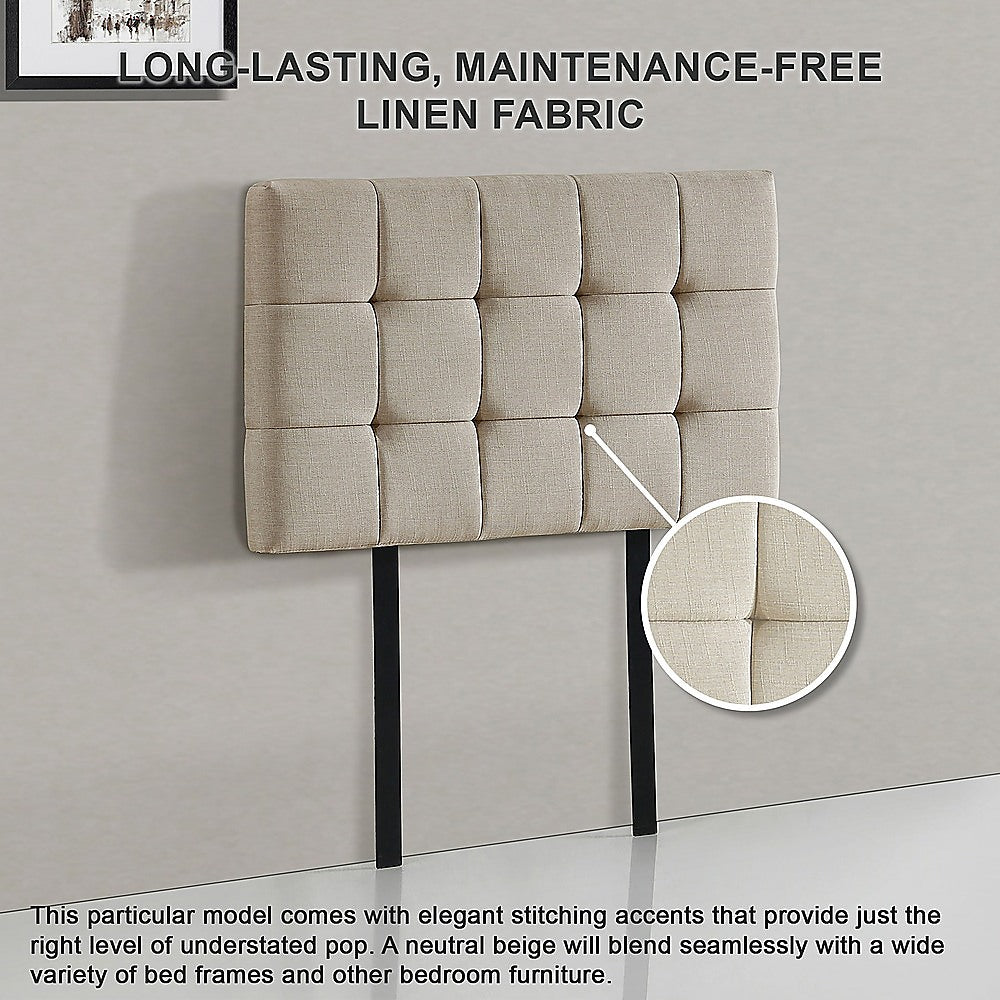 Tom Groggin Rectangular Bed Head, Beige Single