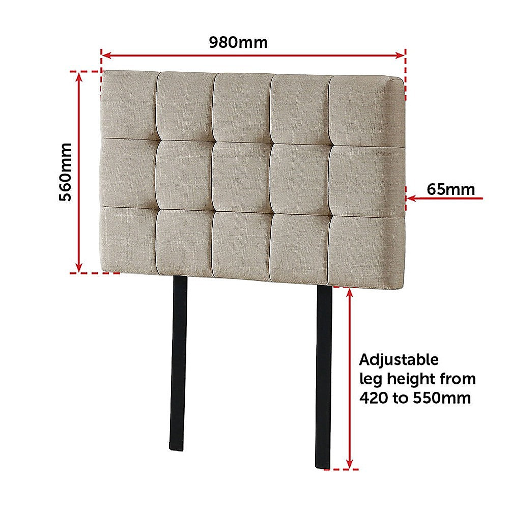 Tom Groggin Rectangular Bed Head, Beige Single