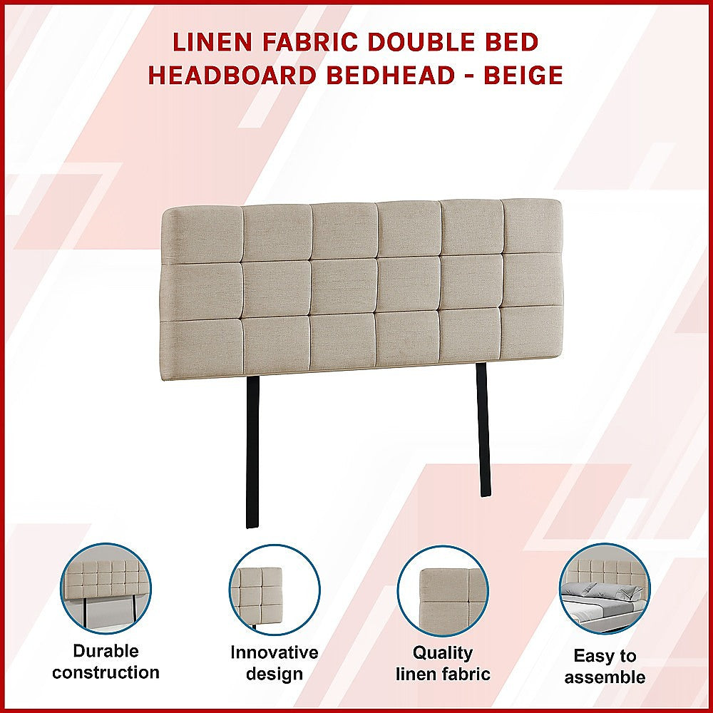 Tom Groggin Rectangular Bed Head, Beige Double