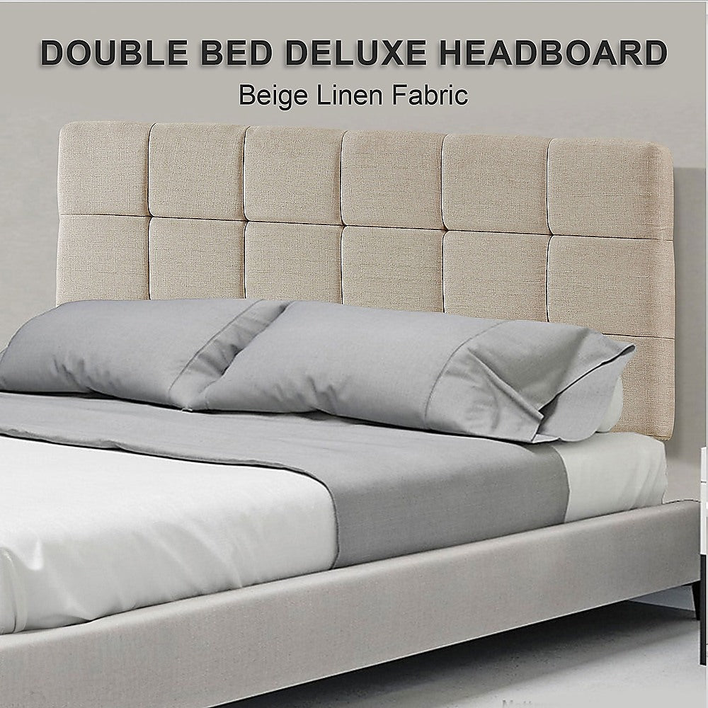 Tom Groggin Rectangular Bed Head, Beige Double