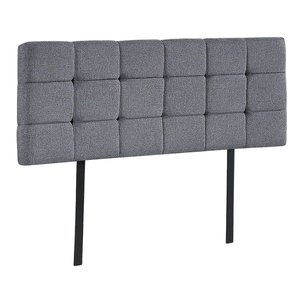Billilingra grey linen bed head in a modern bedroom