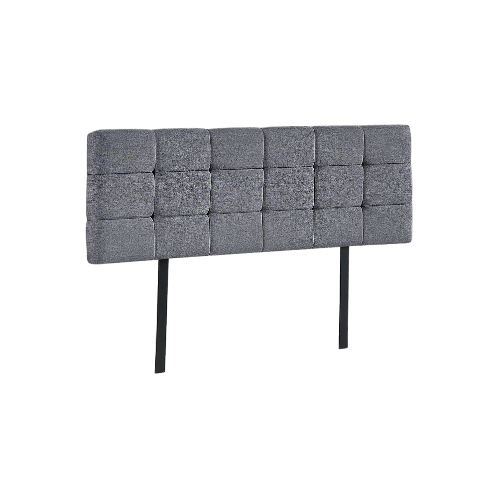 Billilingra grey linen bed head in a modern bedroom