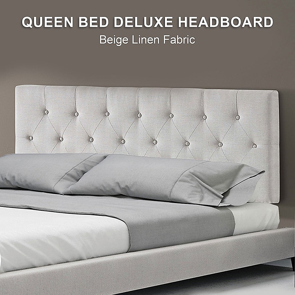 Billilingra Linen Bed Head, Beige Queen