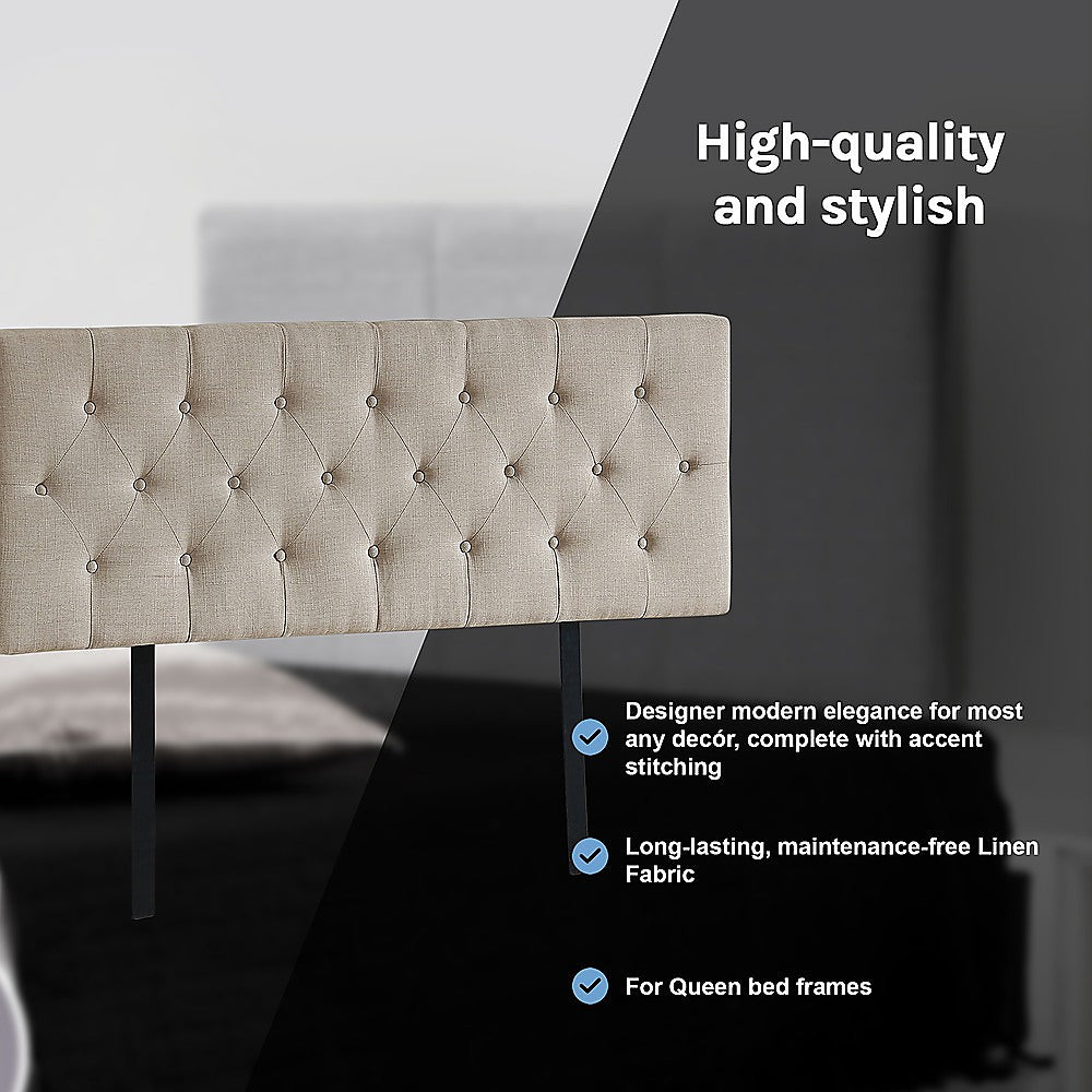 Billilingra Linen Bed Head, Beige Queen