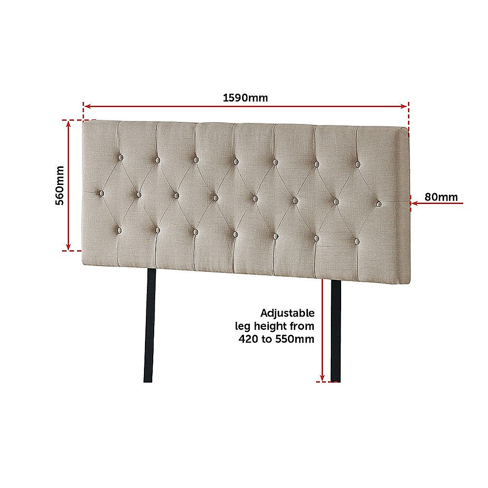 Billilingra Linen Bed Head, Beige Queen