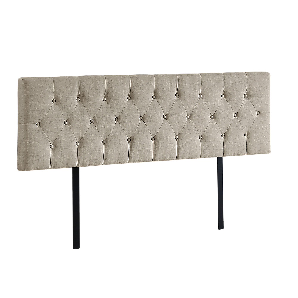 Billilingra beige linen bed head in a modern bedroom