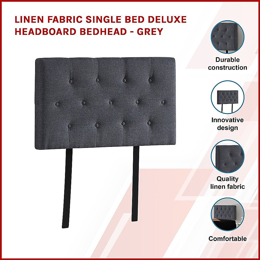 Billilingra Linen Bed Head, Grey Single