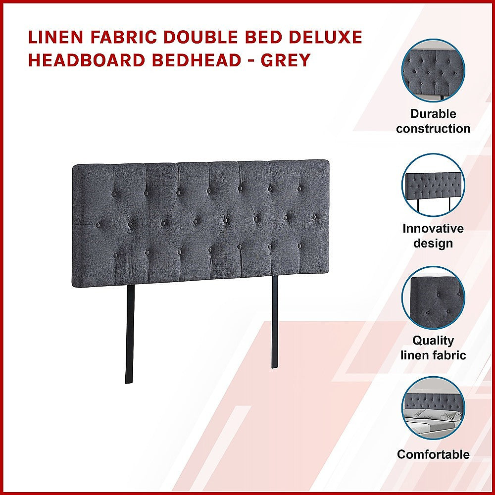 Billilingra Linen Bed Head, Grey Double