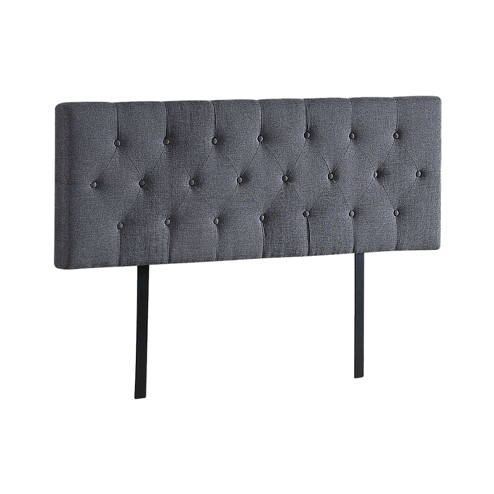Billilingra grey linen bed head in a modern bedroom