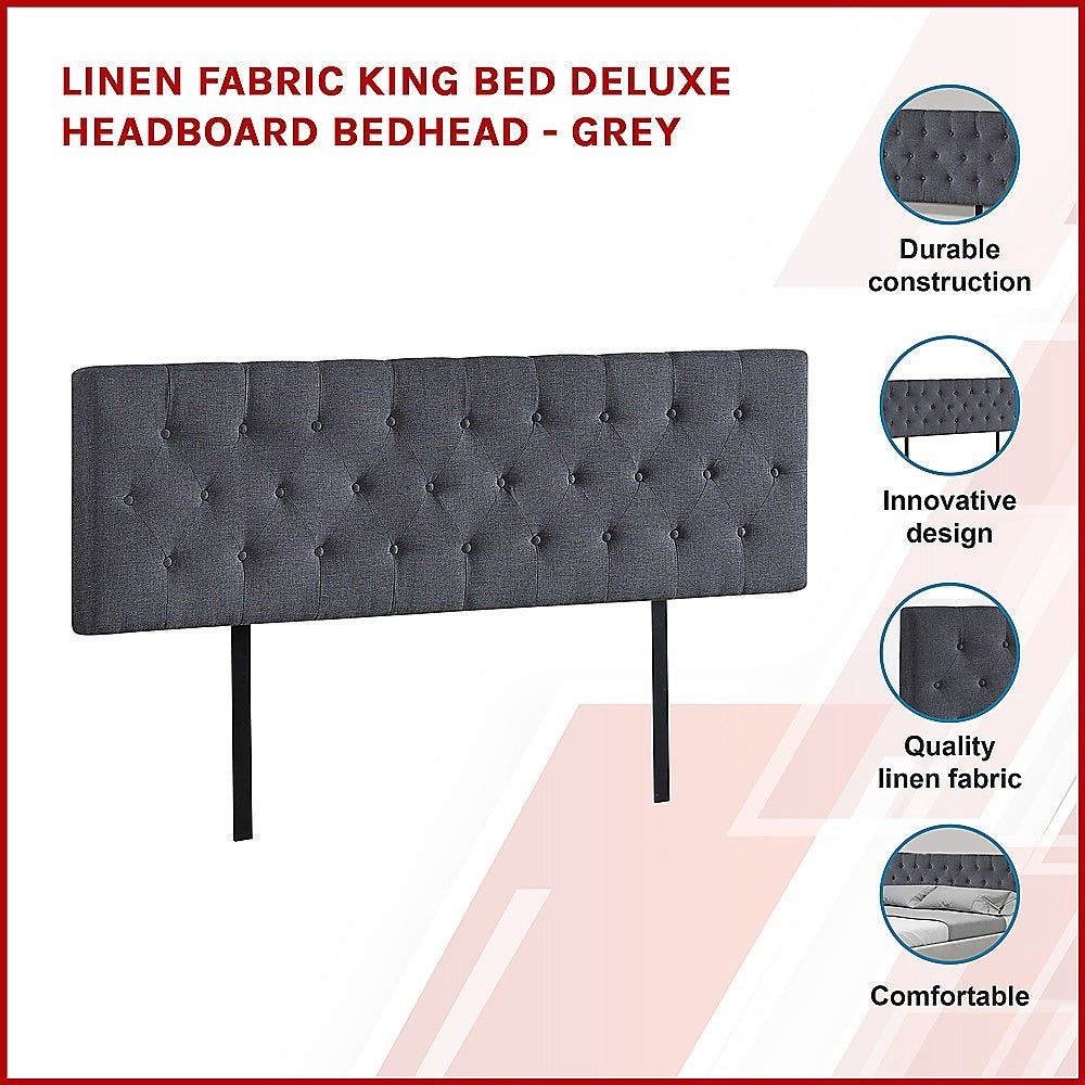 Billilingra Linen Bed Head, Grey King
