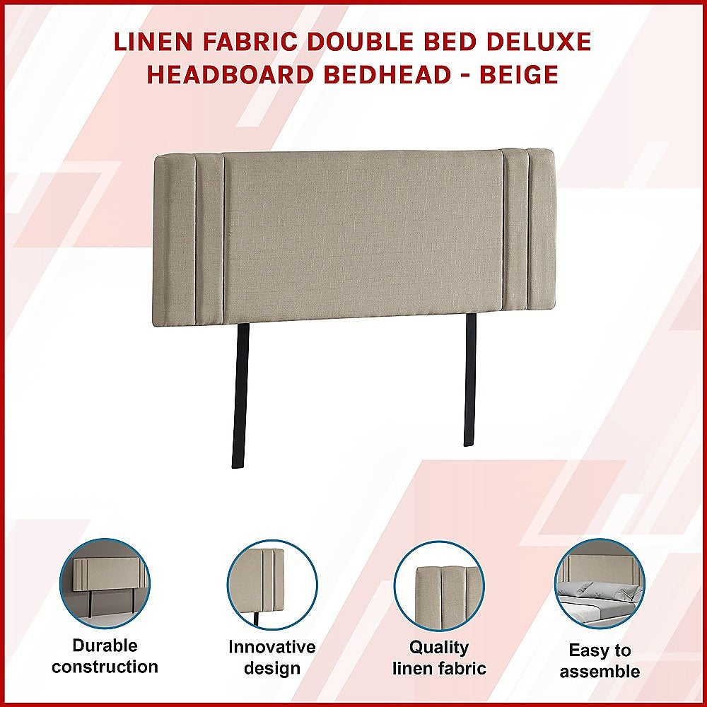 Billilingra Linen Bed Head, Beige Double