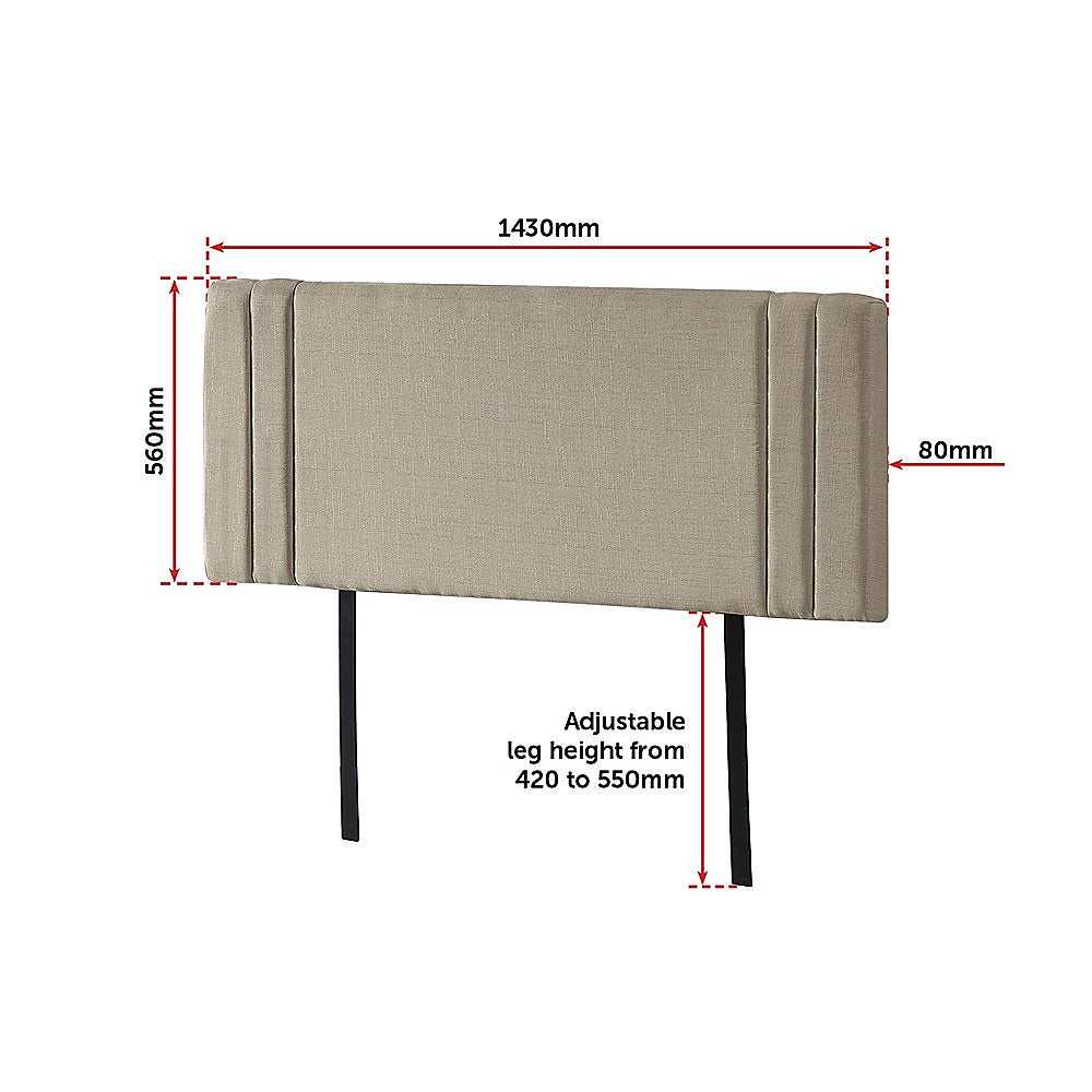 Billilingra Linen Bed Head, Beige Double