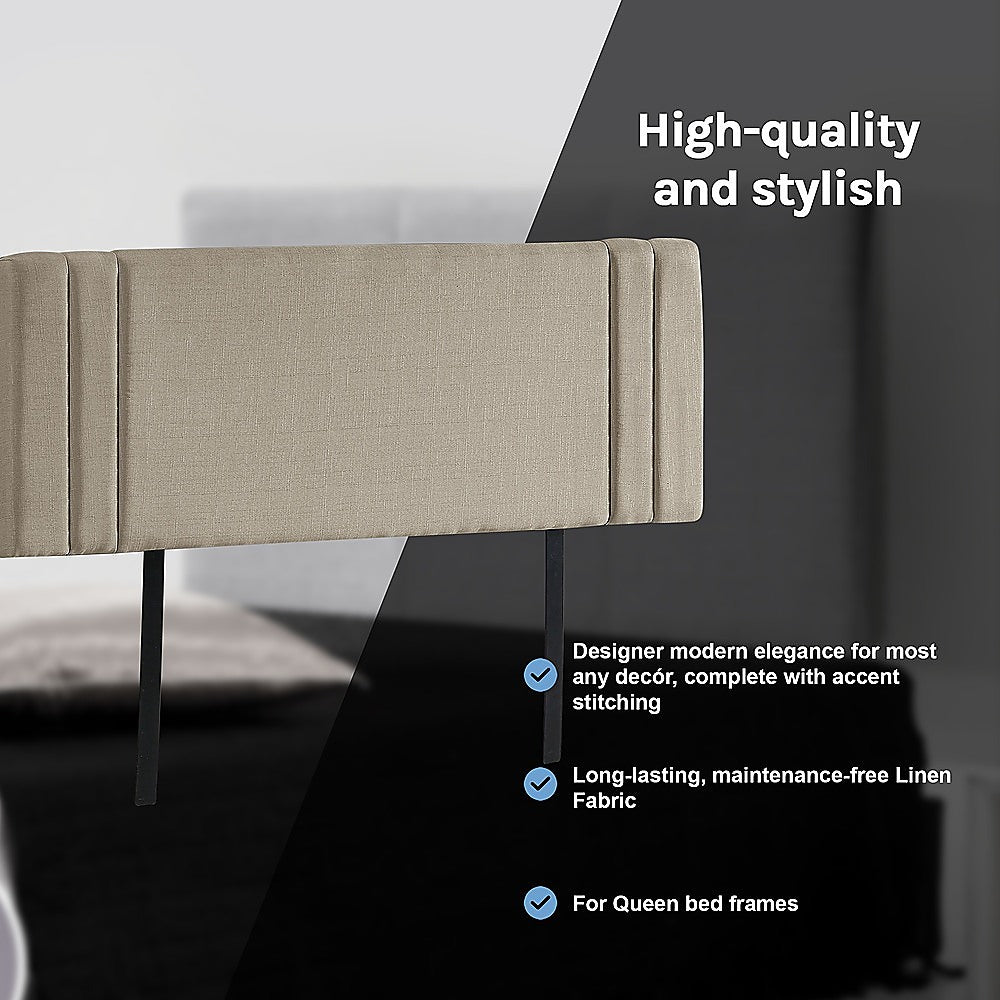 Billilingra Linen Bed Head, Beige Queen