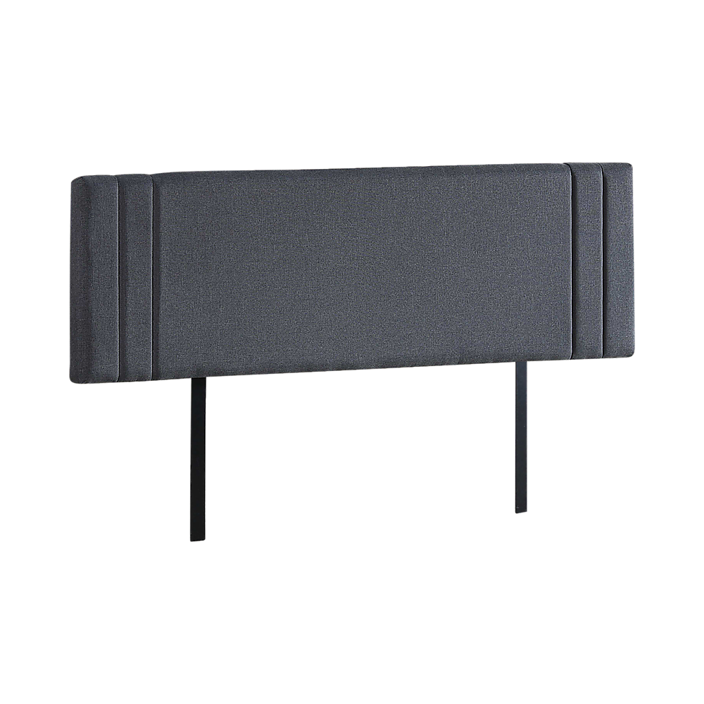 Billilingra grey linen bed head in a modern bedroom