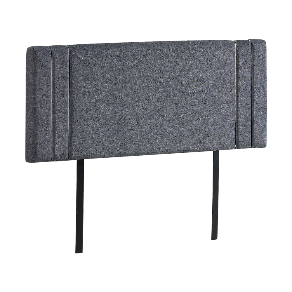 Billilingra grey linen bed head in a modern bedroom