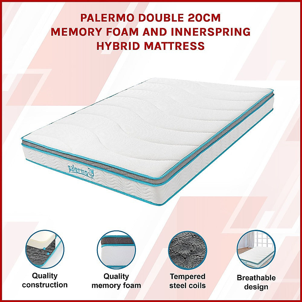 Medium firm memory foam hybrid mattress, 20cm double