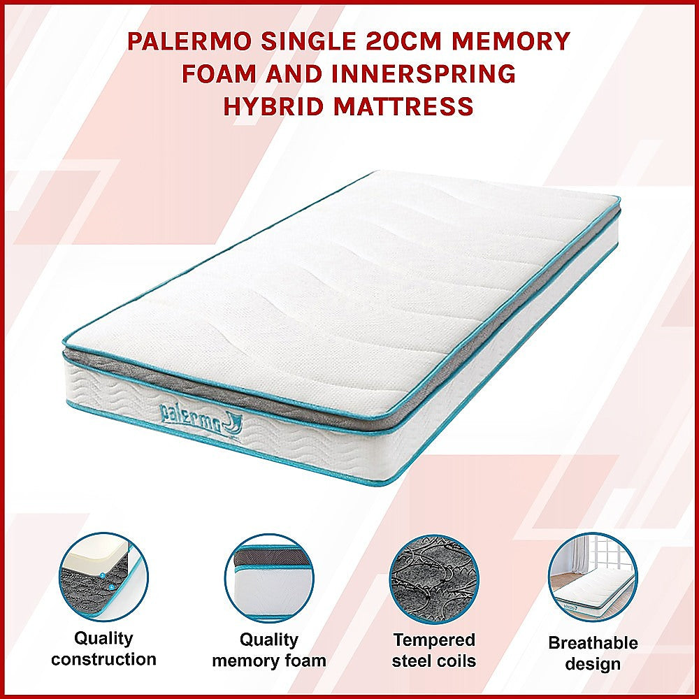 Medium Firm Memory Foam Hybrid Mattress, 20cm Single