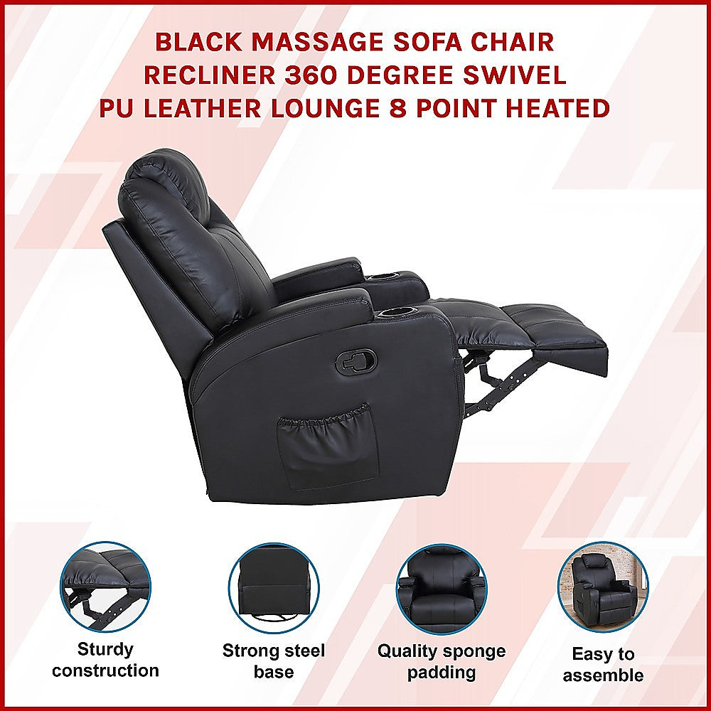 Trentham Massage Sofa Recliner, Black