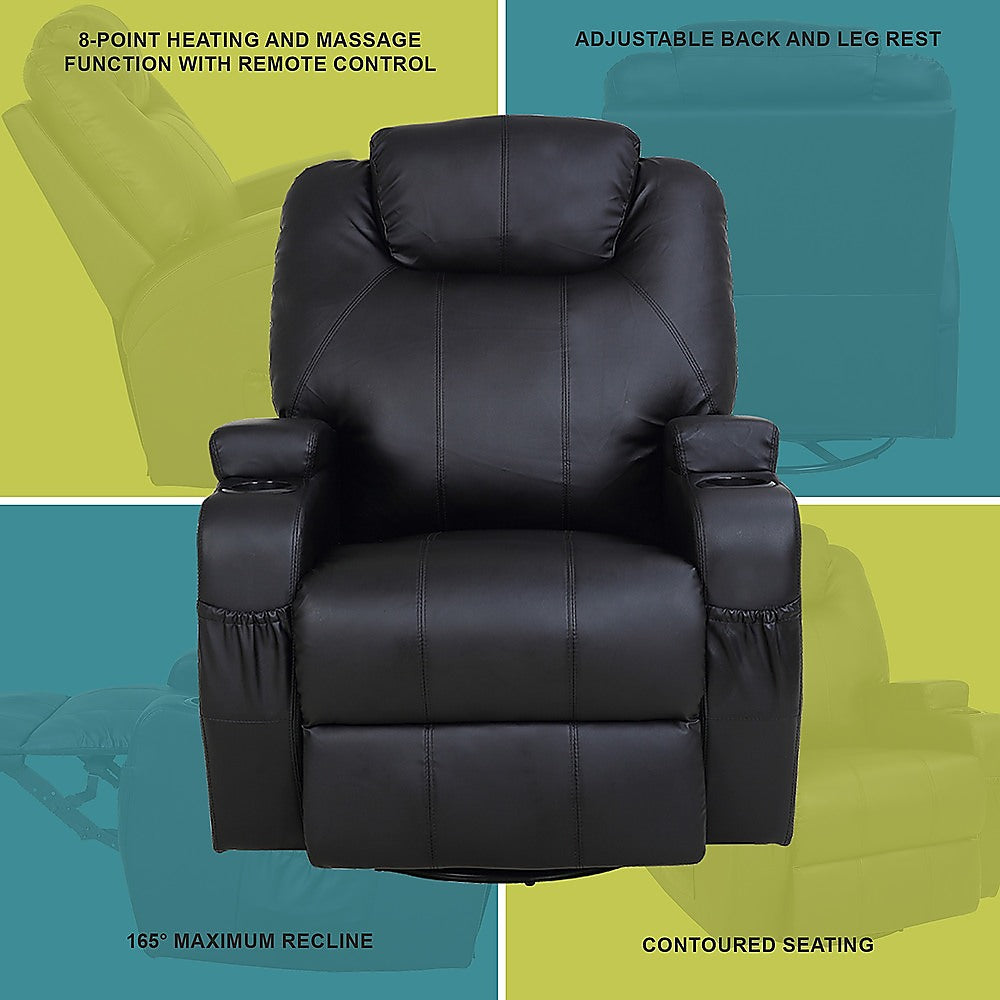 Trentham Massage Sofa Recliner, Black