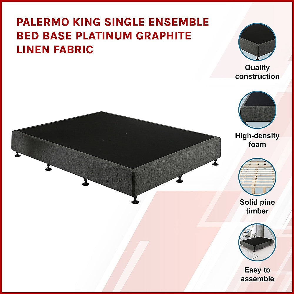 Capri King Single Ensemble Bed Base, Graphite
