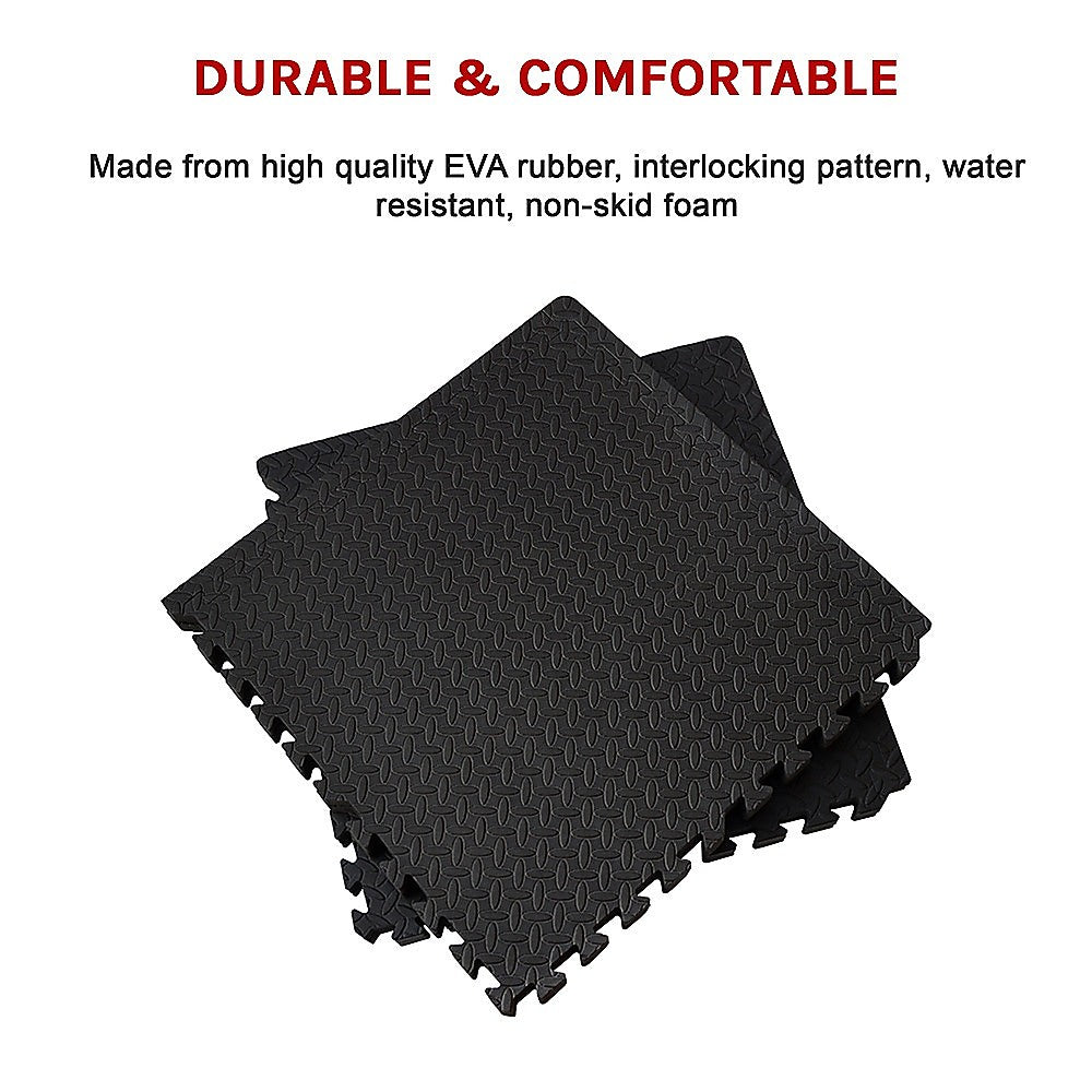 Marchena EVA Gym Floor Mats, 60 x 60cm, 25mm, Black, 12pcs