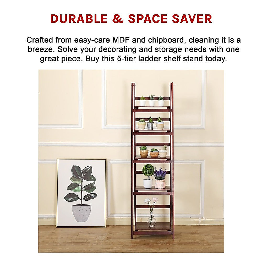 5-Tier Elegant Wooden Ladder Shelf