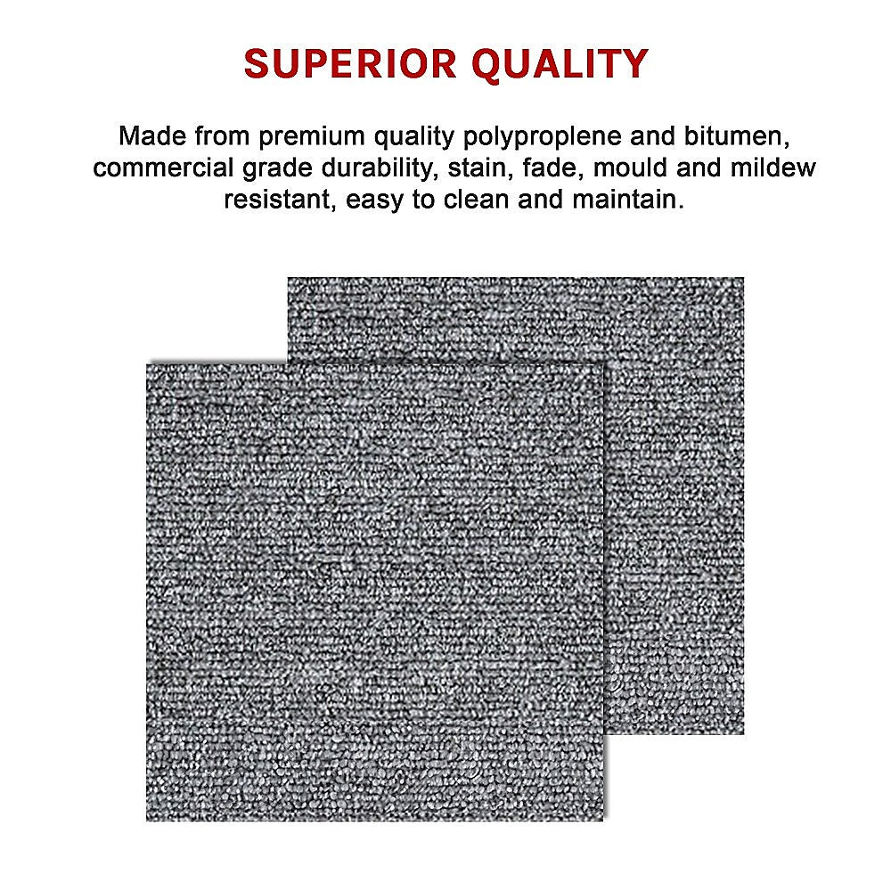 Trasimeno Carpet Tiles, Commercial Grade, 5m2, Grey, 20pcs