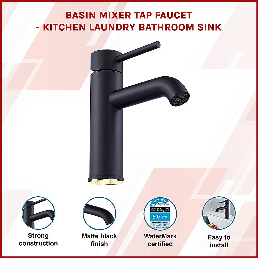 Basin Mixer Tap, Matte Black