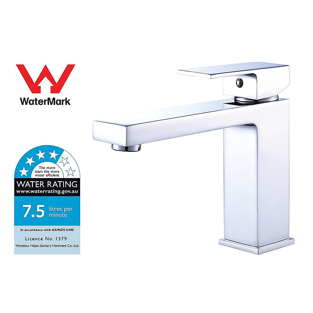 Solid brass modern basin mixer tap in polished chrome