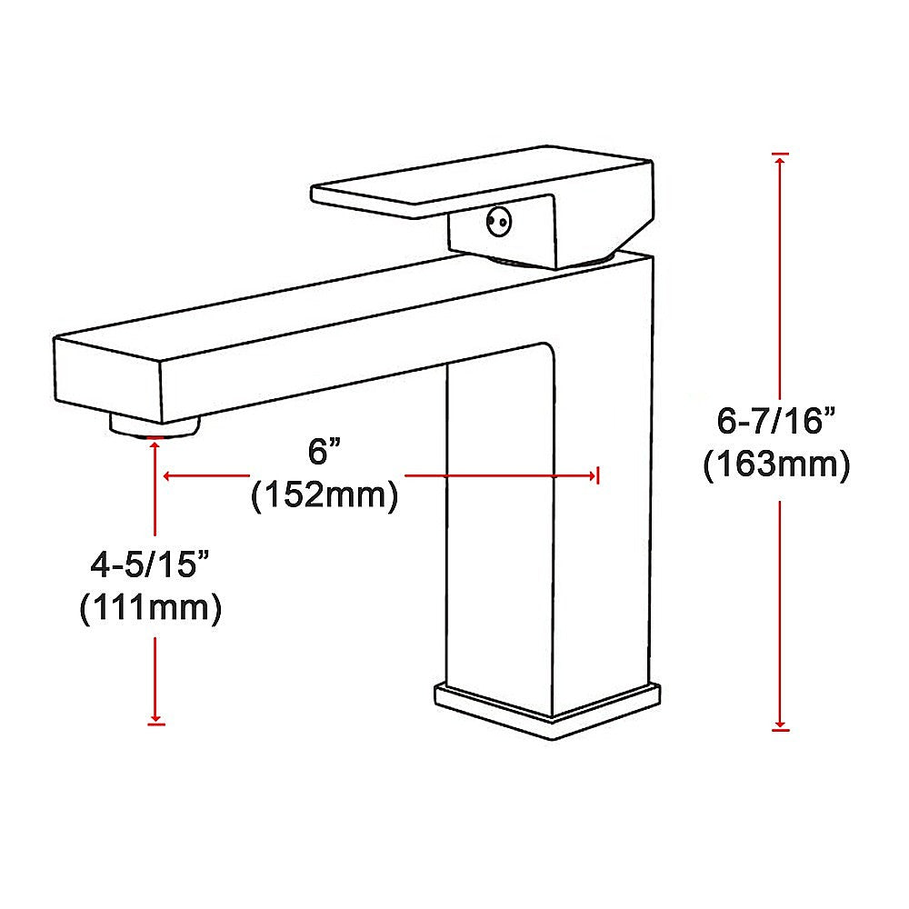 Solid brass modern basin mixer tap in polished chrome