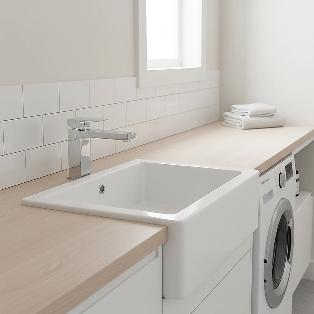 Solid brass modern basin mixer tap in polished chrome