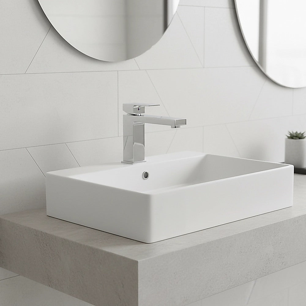 Solid brass modern basin mixer tap in polished chrome