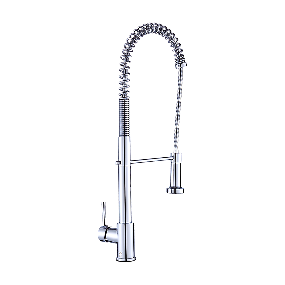 Solid brass pull out kitchen mixer tap in chrome