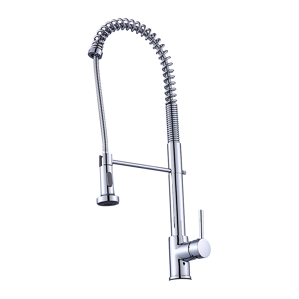 Solid brass pull out kitchen mixer tap in chrome