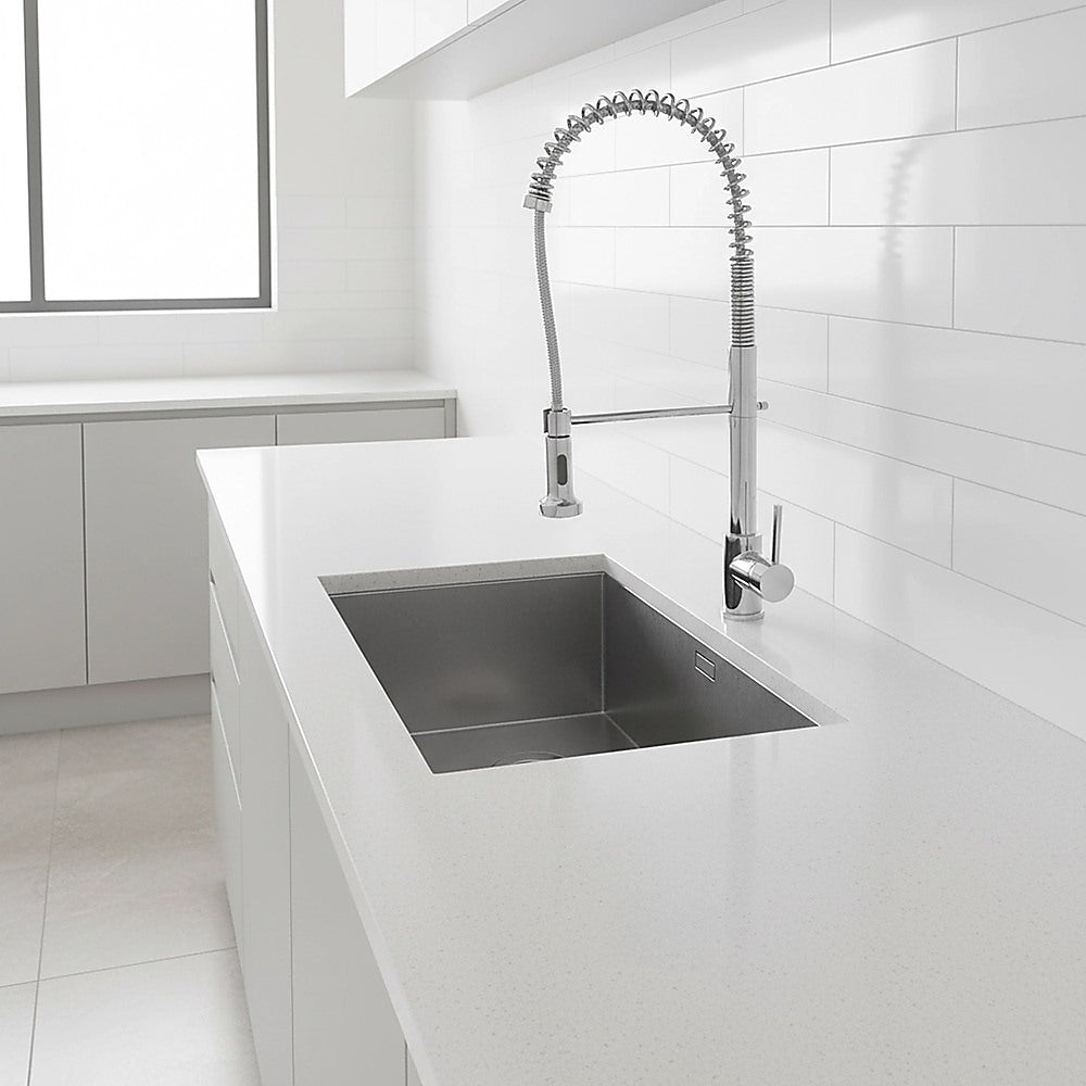 Solid brass pull out kitchen mixer tap in chrome
