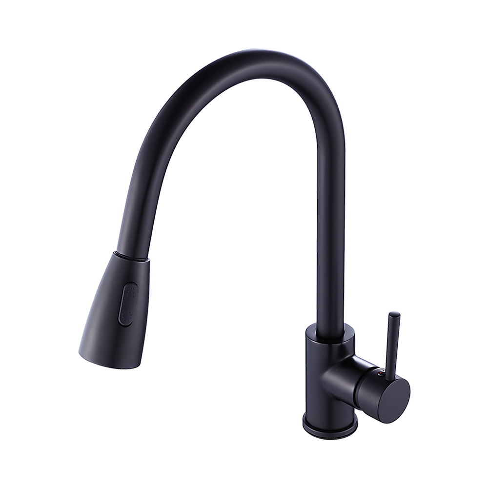 Solid brass pull down kitchen mixer tap in matte black