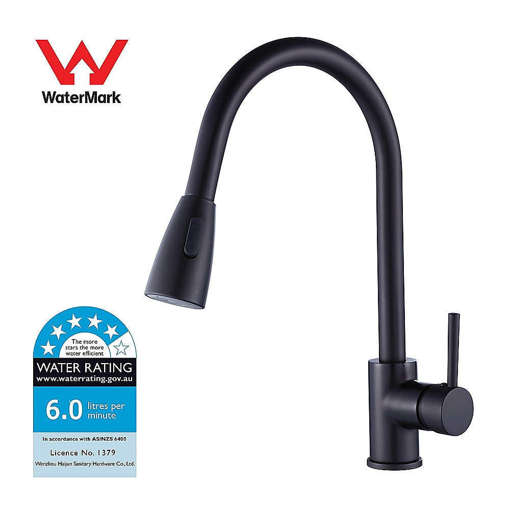 Solid brass pull down kitchen mixer tap in matte black