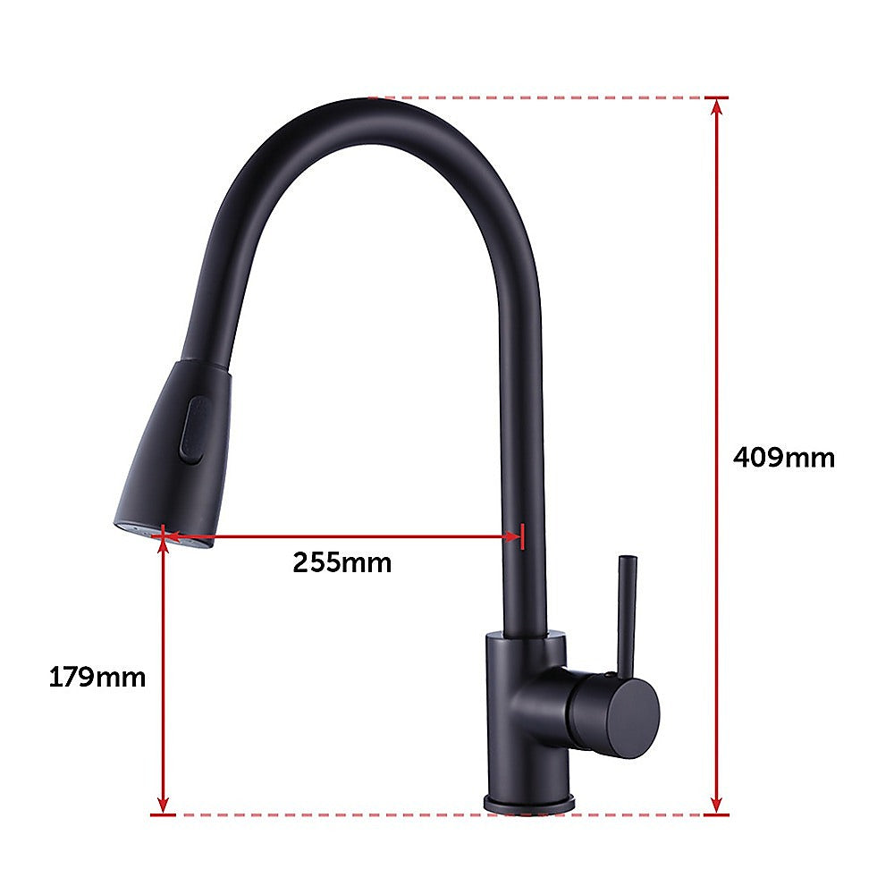 Solid brass pull down kitchen mixer tap in matte black
