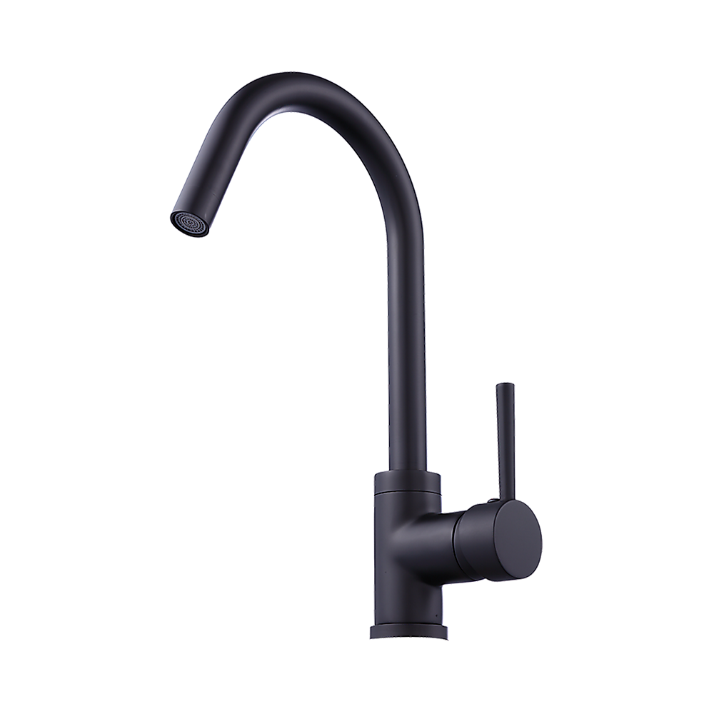 Solid brass gooseneck kitchen mixer tap in black