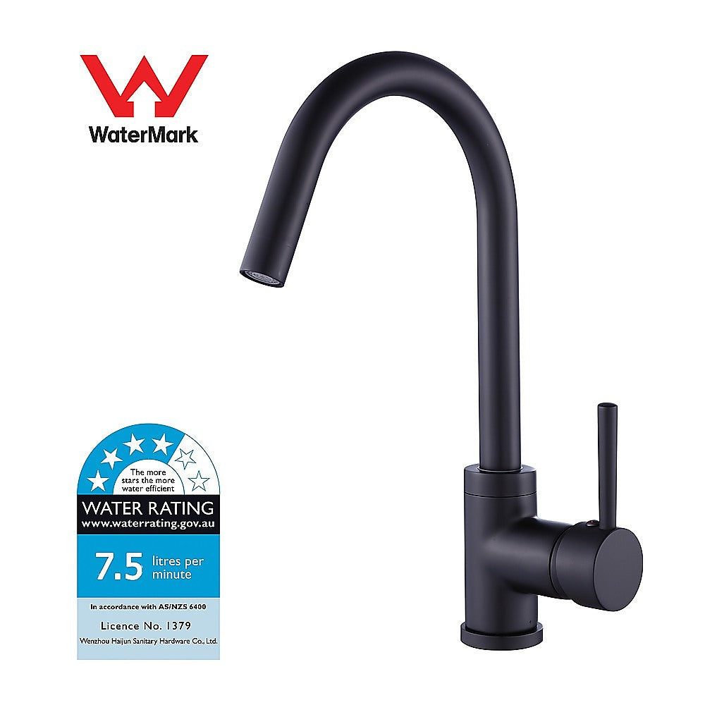 Solid brass gooseneck kitchen mixer tap in black