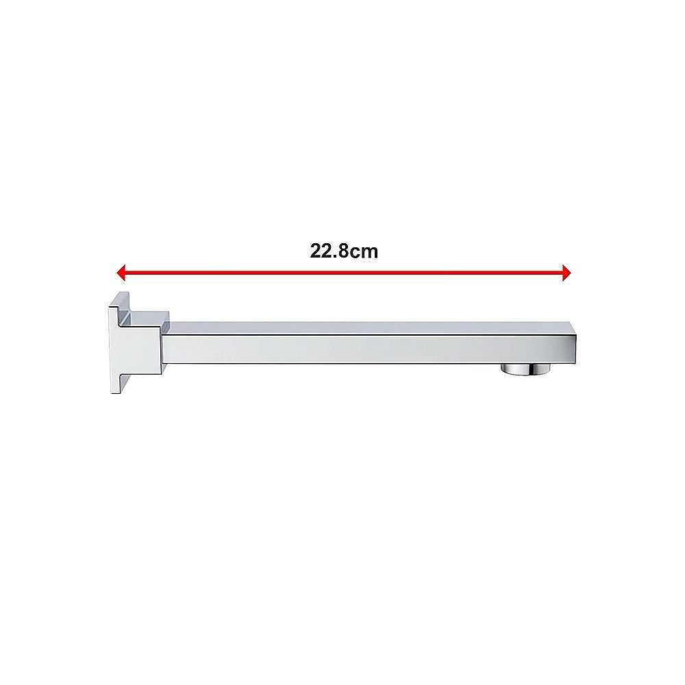Polished chrome 228mm bath spout styled in bathroom