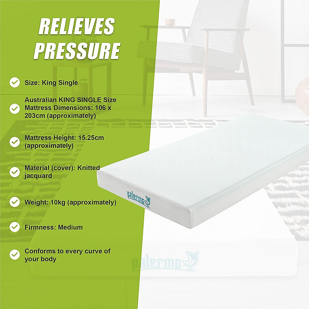 Medium firm green tea memory foam mattress, 15cm king single