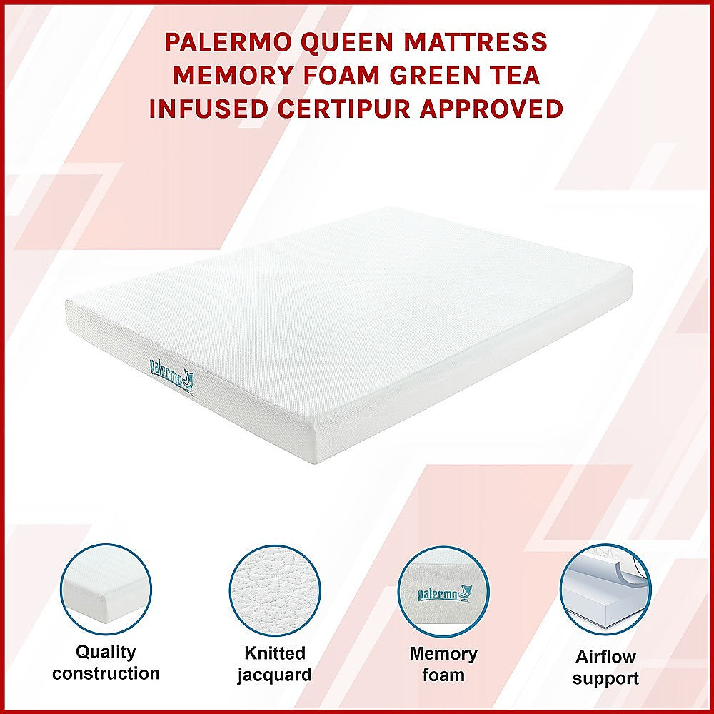 Medium firm green tea memory foam mattress, 15cm queen