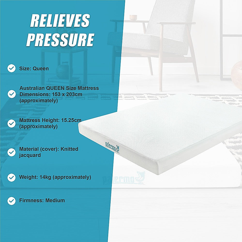 Medium firm green tea memory foam mattress, 15cm queen