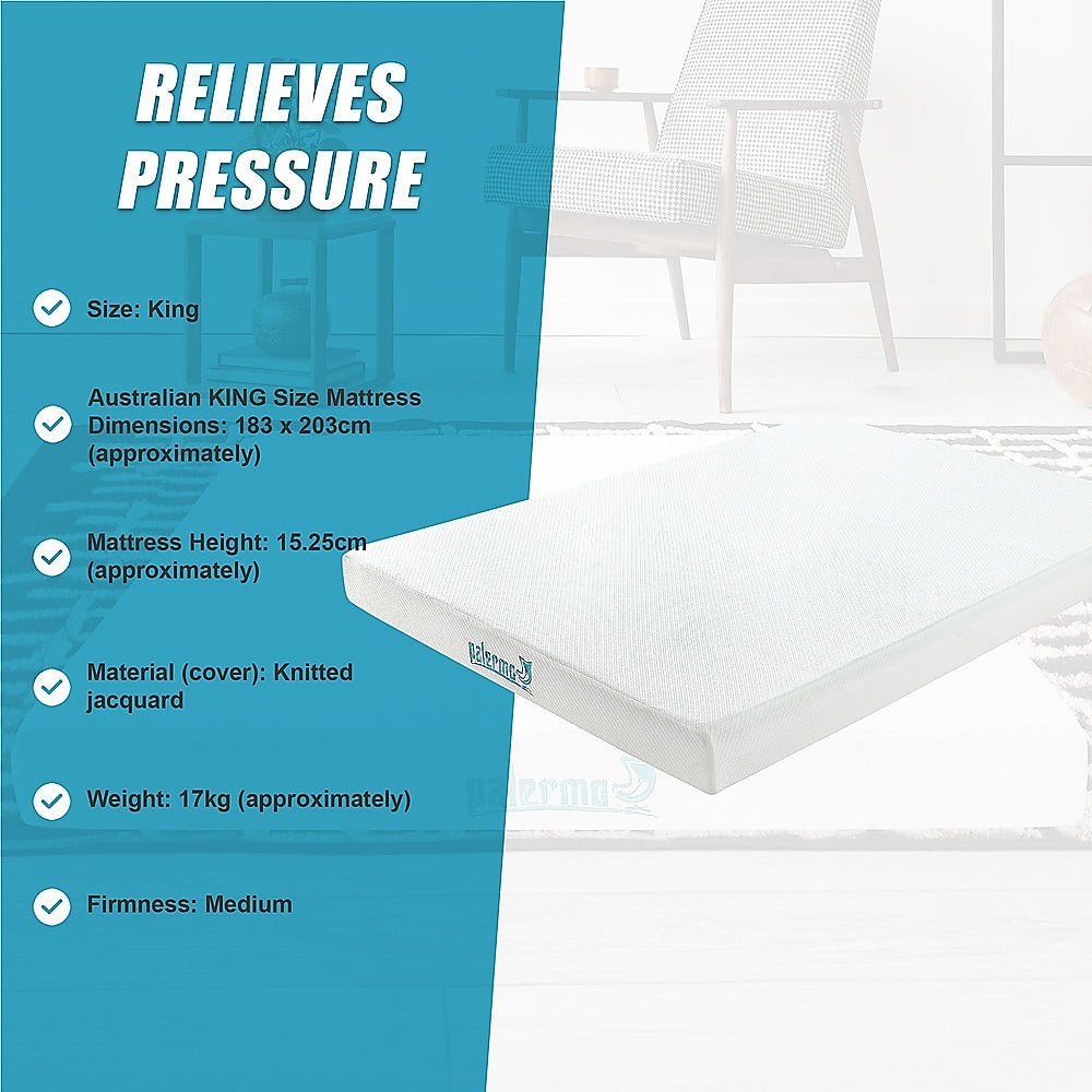 Medium green tea memory foam mattress, 15cm king