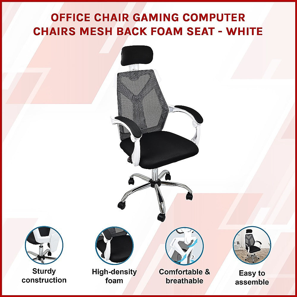 Swanbourne white frame ergonomic mesh office chair in a home office