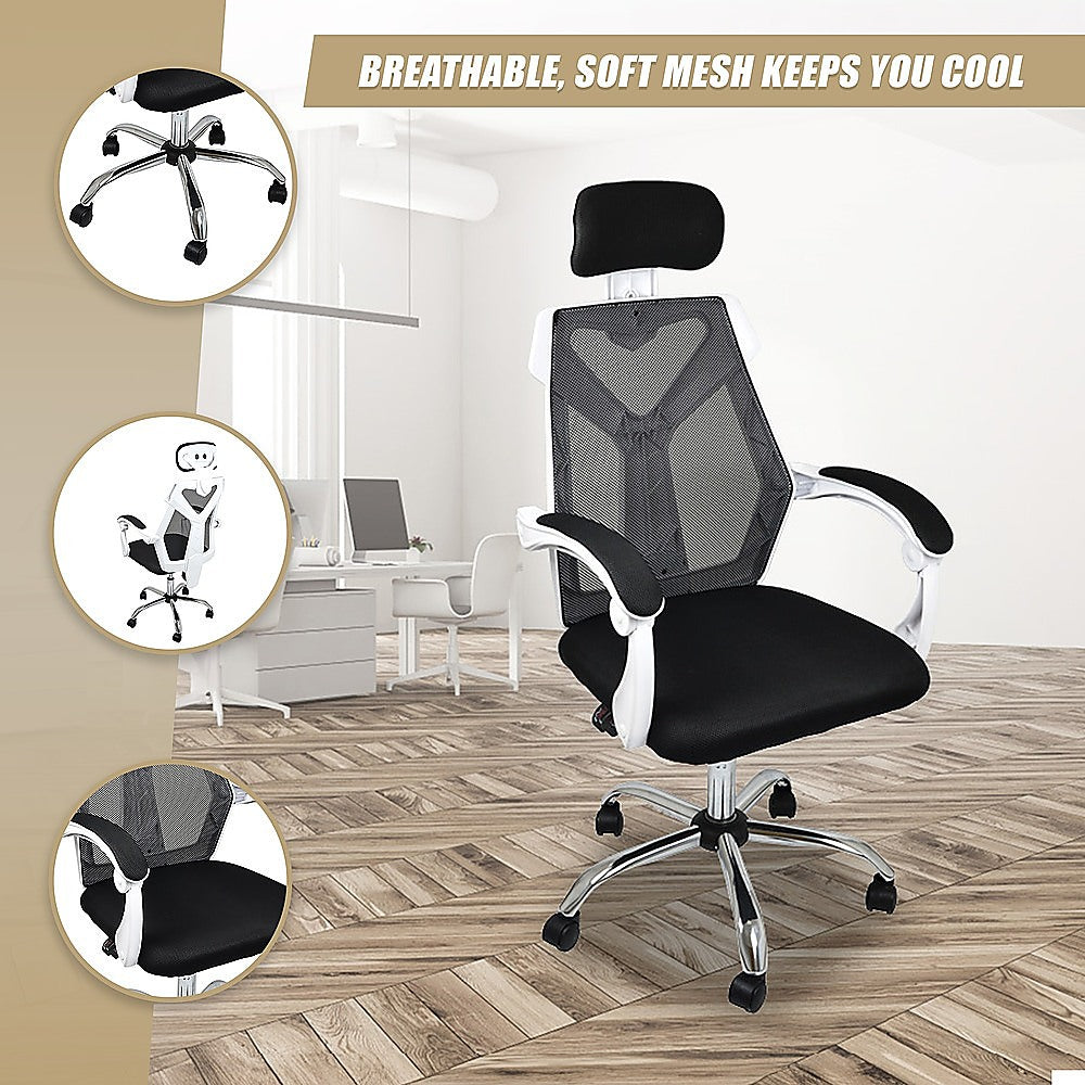 Swanbourne white frame ergonomic mesh office chair in a home office