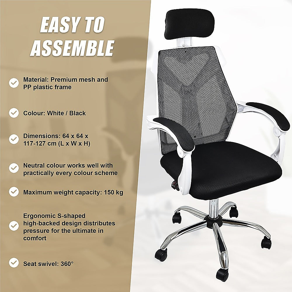 Swanbourne white frame ergonomic mesh office chair in a home office