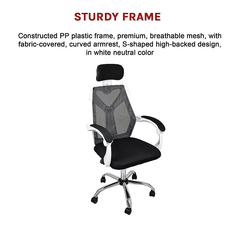 Swanbourne white frame ergonomic mesh office chair in a home office
