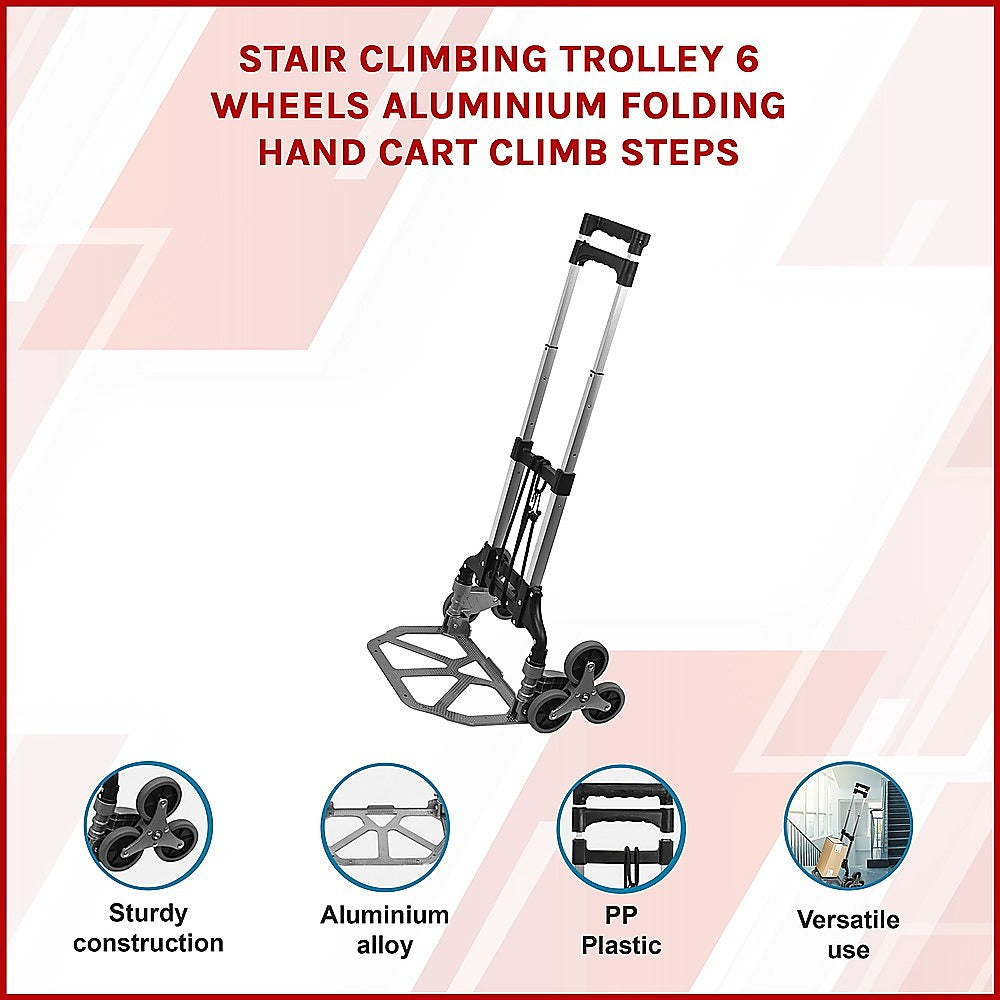 6 Wheel Aluminium Folding Stair Climbing Hand Trolley 60kg
